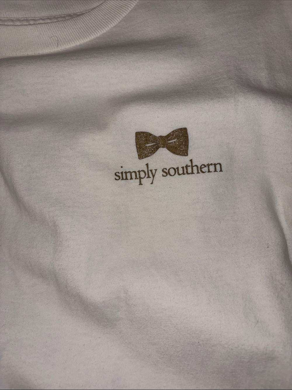 Simply Southern White Short Sleeve Tee with Gold Bow Graphic